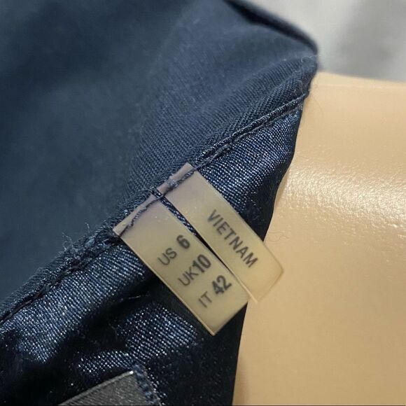 Tahari Blue Cotton Blend Sheath Dress with Piping & Pockets Size 6 - Picture 5 of 9